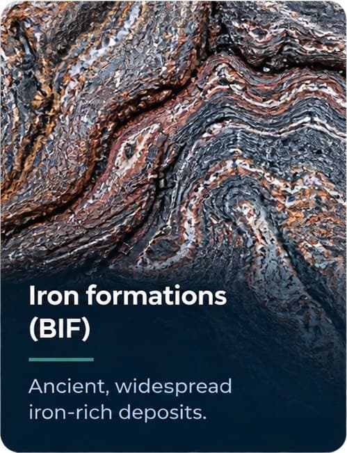 Iron formations (BIF) – ancient, widespread iron-rich deposits