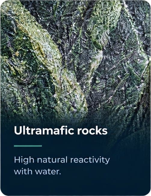 Ultramafic rocks – high natural reactivity with water