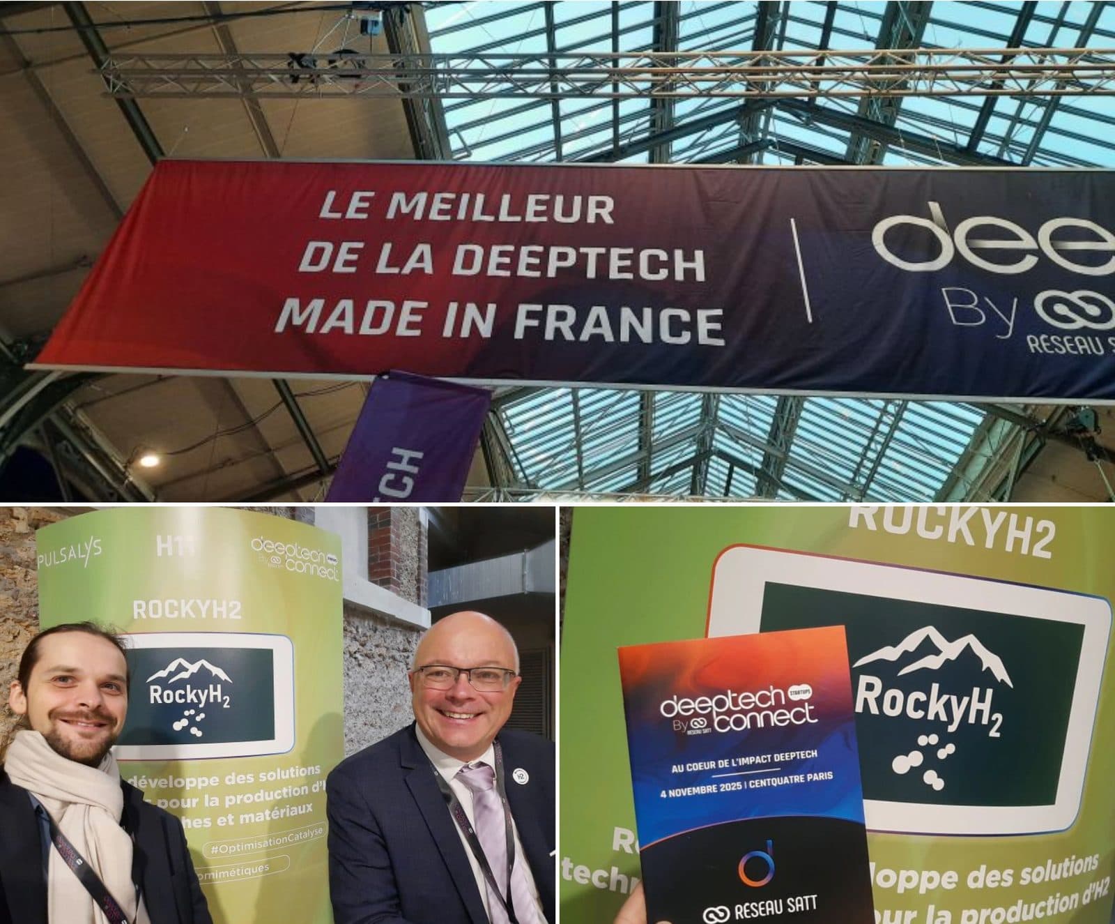Eric Gaucher and Samuel Barbier on the RockyH₂ stand at DeepTech Connect 2025