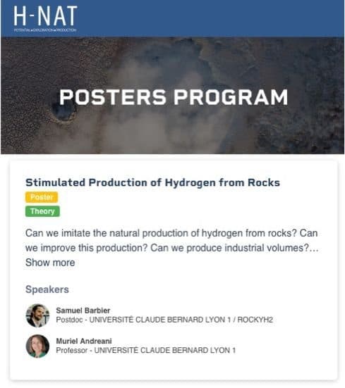 H-Nat Summit posters program: “Stimulated Production of Hydrogen from Rocks”