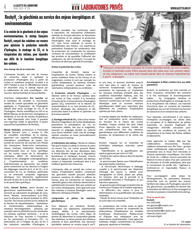 Article FR GAZETTE DU LABORATOIRE